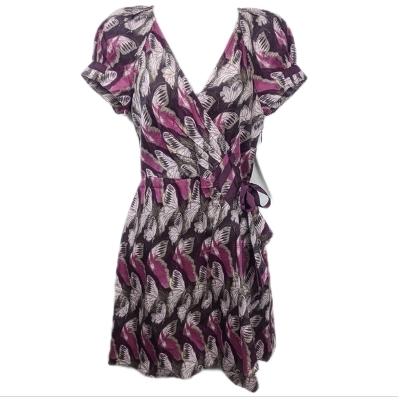 Juicy Couture Silk Blend Butterfly Faux Wrap Dress Sz 2 - Picture 1 of 11